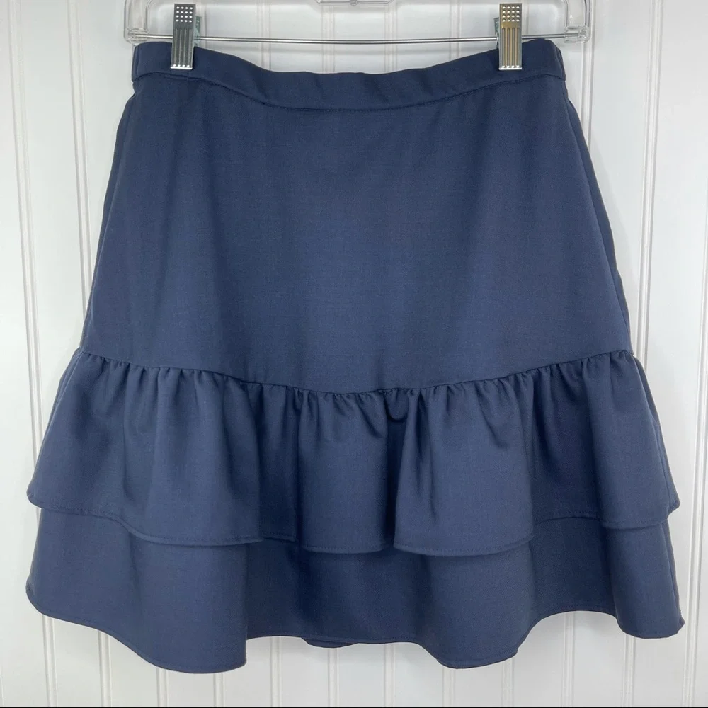 J. Crew Tiered Wool Blend Navy Blue Skirt Size 4